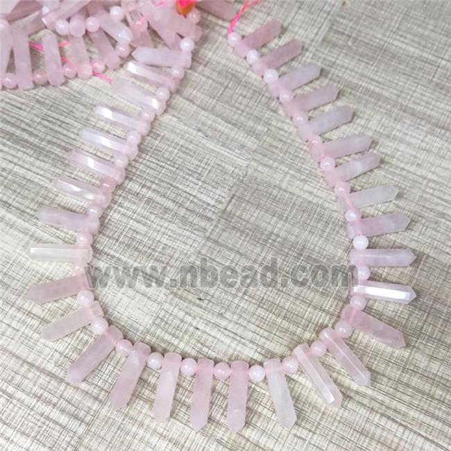 pink Rose Quartz bullet Beads, AA-grade