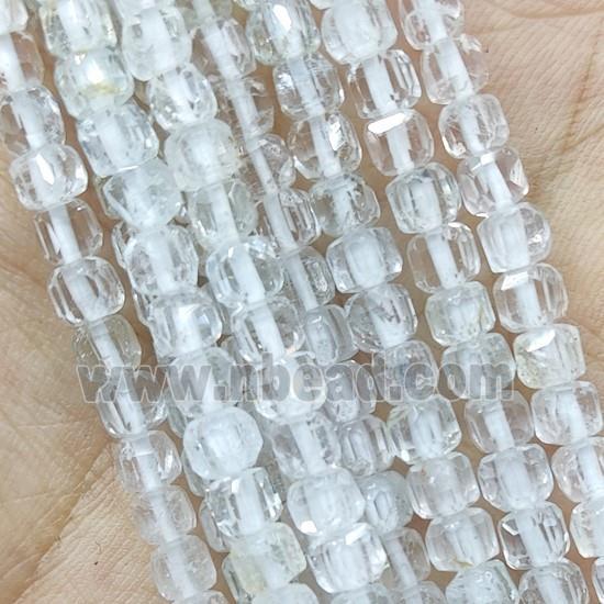 faceted Clear Quartz cube Beads