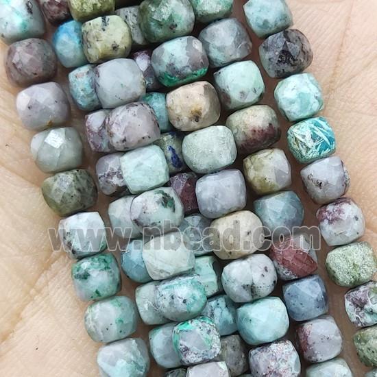 Chrysocolla Beads, faceted cube