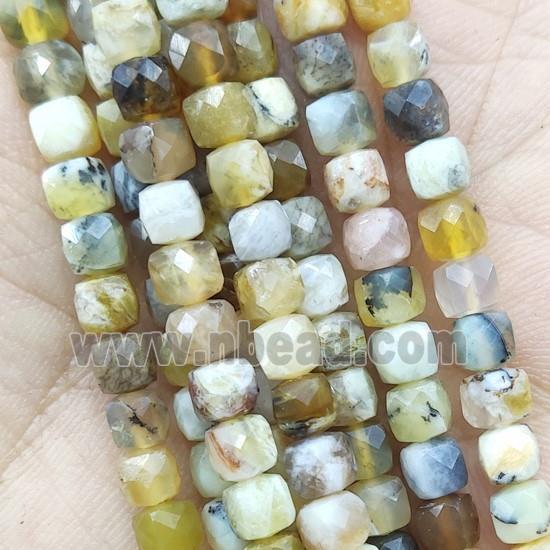 yellow Opal cube beads, faceted