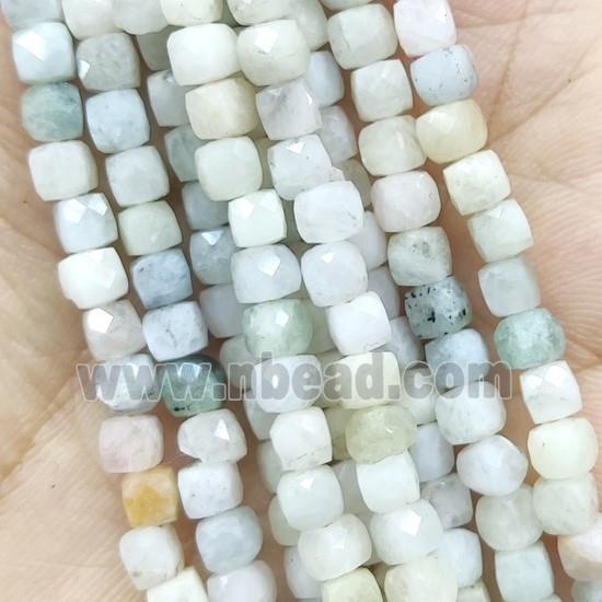 Aquamarine Beads, faceted cube, C-grade
