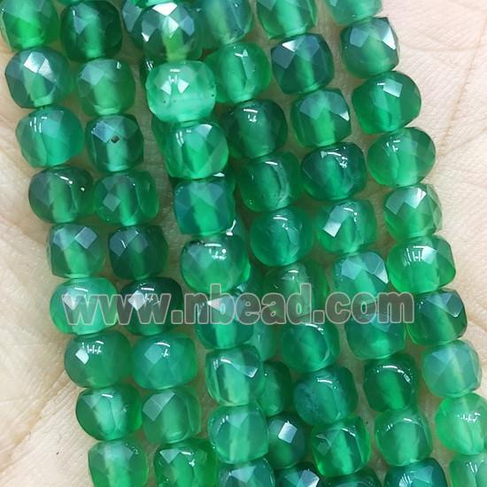 green dye Agate Beads, faceted cube