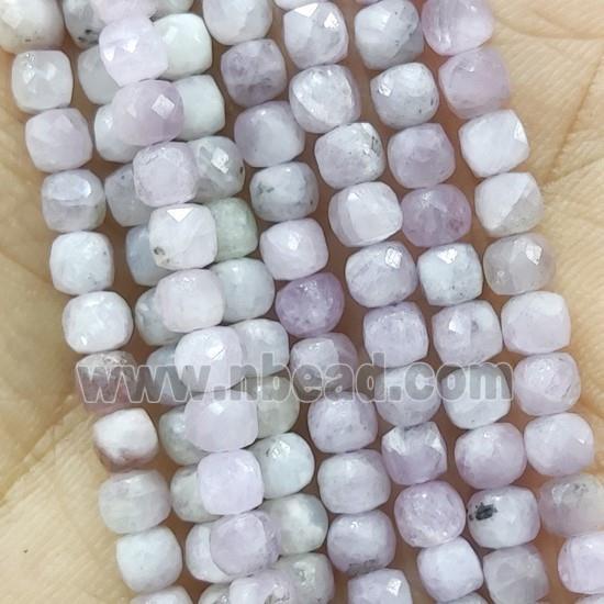 Kunzite Beads, faceted cube