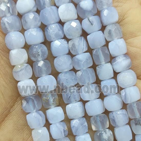 Blue Lace Agate Beads, faceted cube