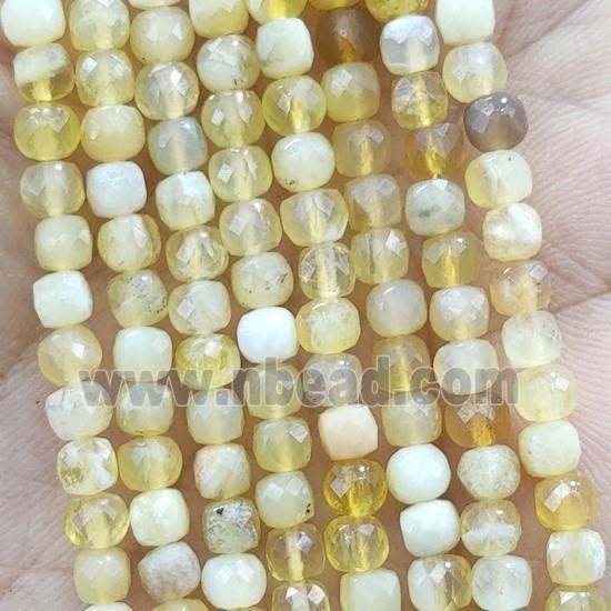 yellow Opal Beads, faceted cube