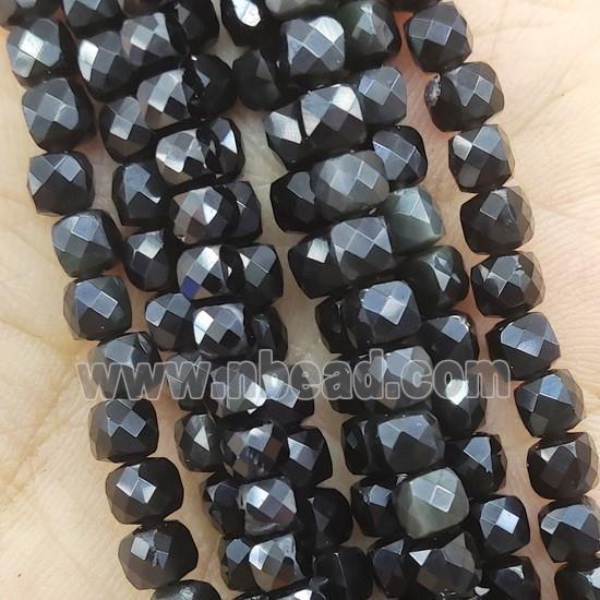 black Obsidian Beads, faceted cube