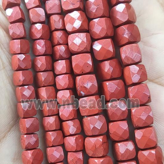 Red Jasper Beads, faceted cube
