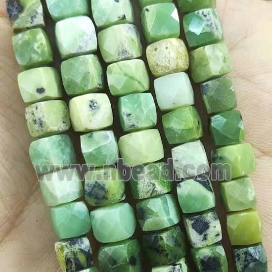 green Australian Chrysoprase Beads, faceted cube