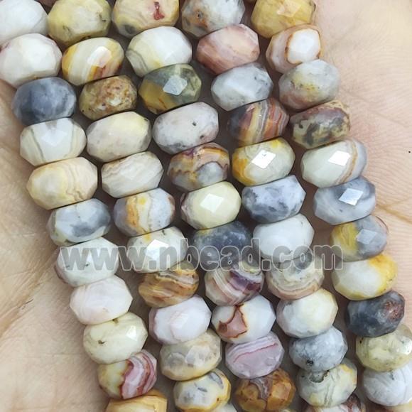 yellow Crazy Agate Beads faceted rondelle