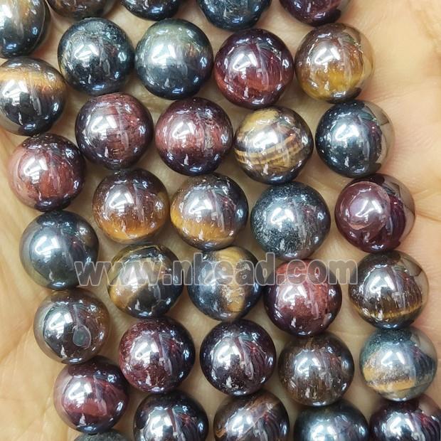 multicolor Tiger eye Beads round electroplated