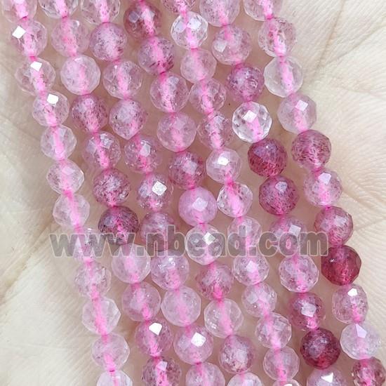 Pink Strawberry Quartz Seed Beads Faceted Round