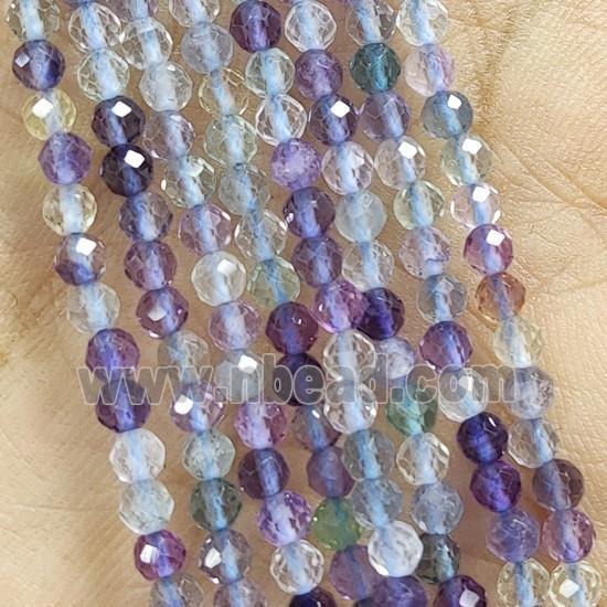 Fluorite Pony Beads Multicolor Faceted Round