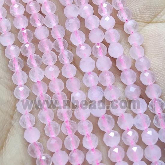Pink Rose Quartz Beads Seed Faceted Round