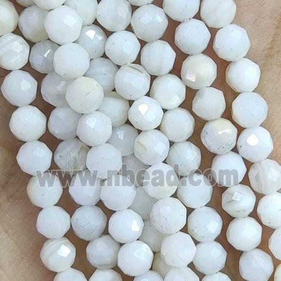 White Shell Seed Beads Faceted Round