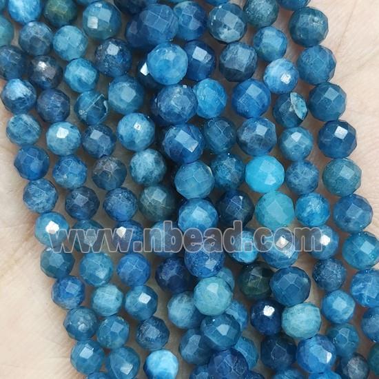 Dp.Blue Apatite Beads Faceted Round