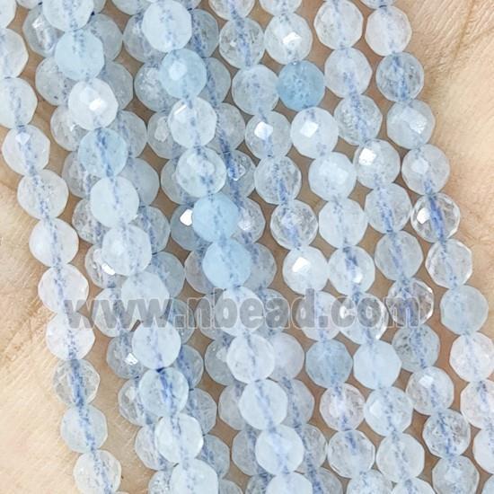 Lt.Blue Aquamarine Seed Beads Faceted Round