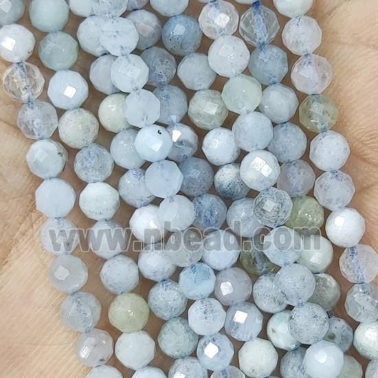 Tiny Aquamarine Beads Faceted Round B-Grade