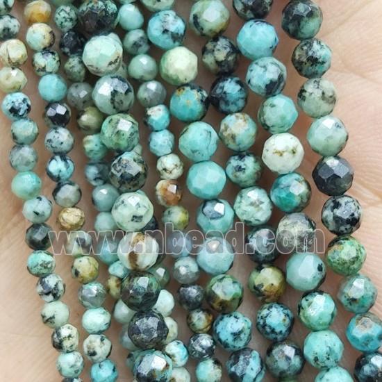Green African Turquoise Seed Beads Faceted Round