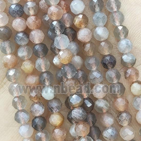Tiny MoonStone Beads Multicolor Faceted Round