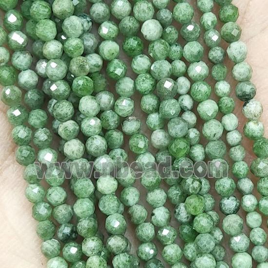 Tiny Green Diopside Pony Beads Faceted Round