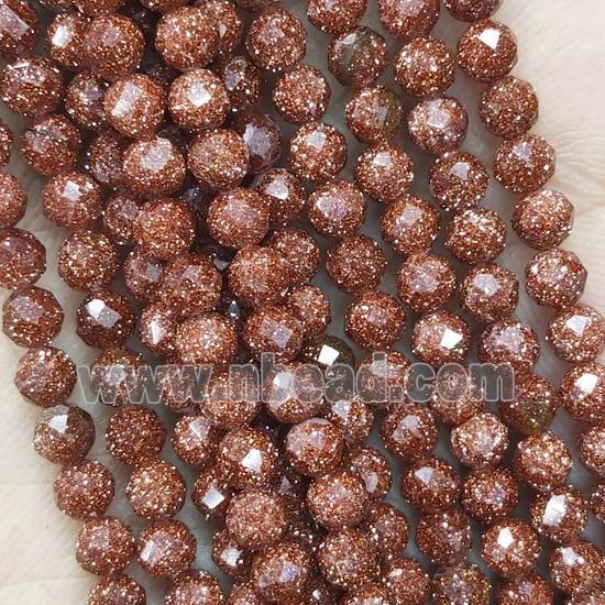 Tiny Gold SandStone Beads Faceted Round