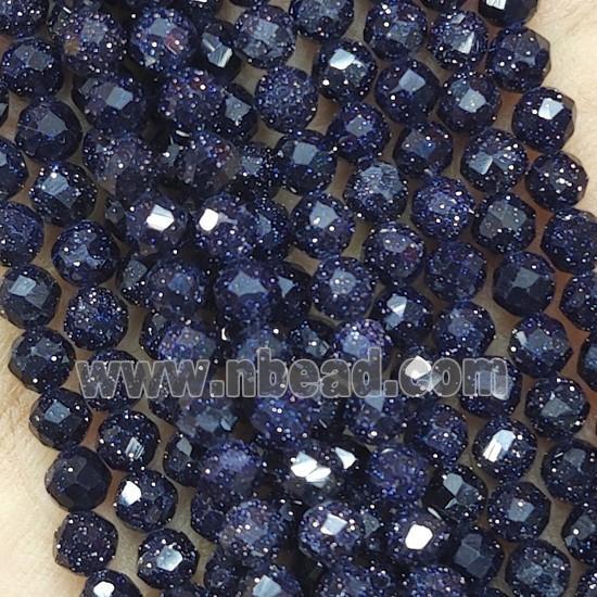 Blue SandStone Seed Beads Faceted Round