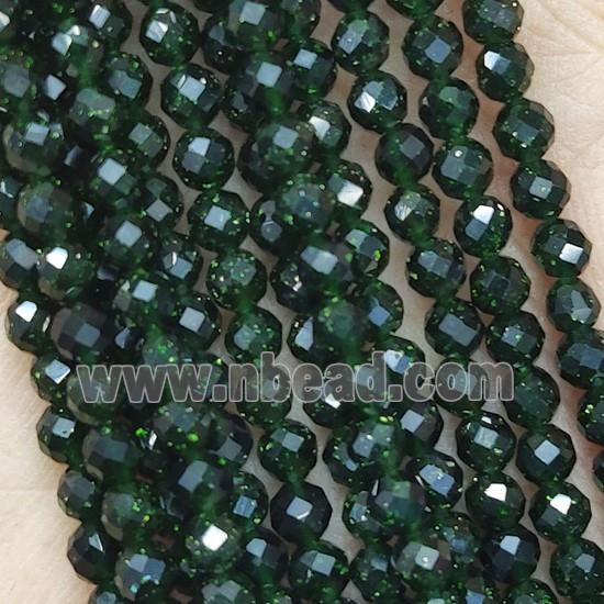 Green SandStone Seed Beads Faceted Round