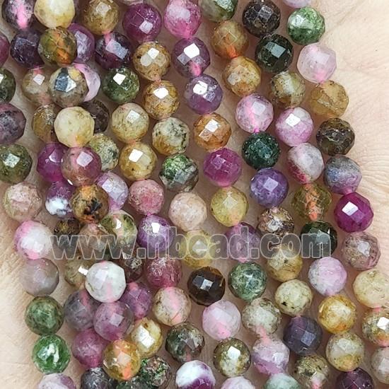 Multicolor Tourmaline Beads Faceted Round