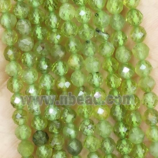 Green Peridot Beads Tiny Faceted Round