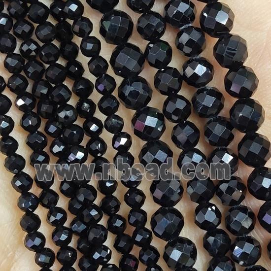 Black Spinel Seed Beads Faceted Round