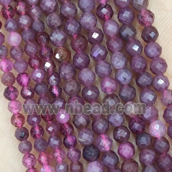 Red Tourmaline Beads Faceted Round