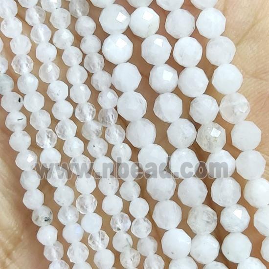 White MoonStone Seed Beads Faceted Round
