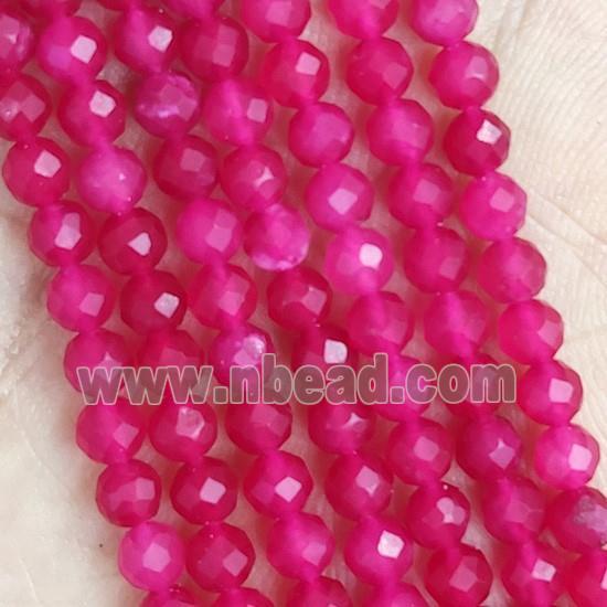 Natural Agate Beads Faceted Round Hotpink Dye