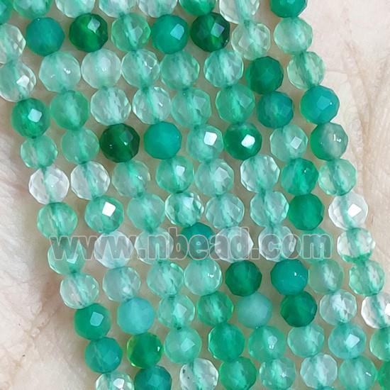 Natural Agate Beads Faceted Round Dye Green