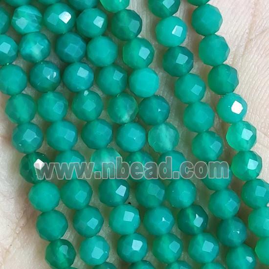 Natural Agate Beads Tiny Faceted Round Green Dye