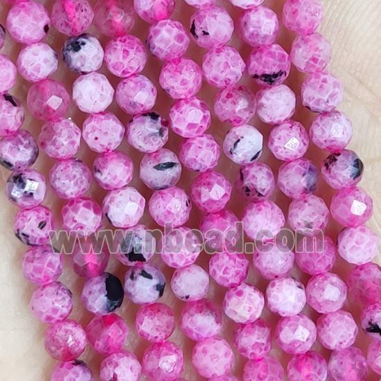 Hotpink Fire Agate Beads Faceted Round