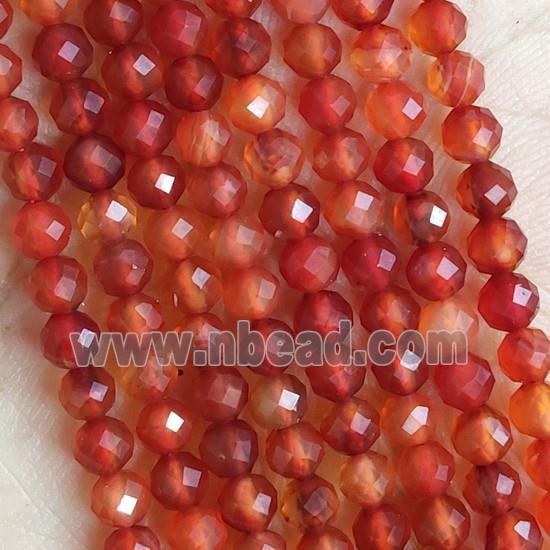 Red Carnelian Agate Seed Beads Faceted Round