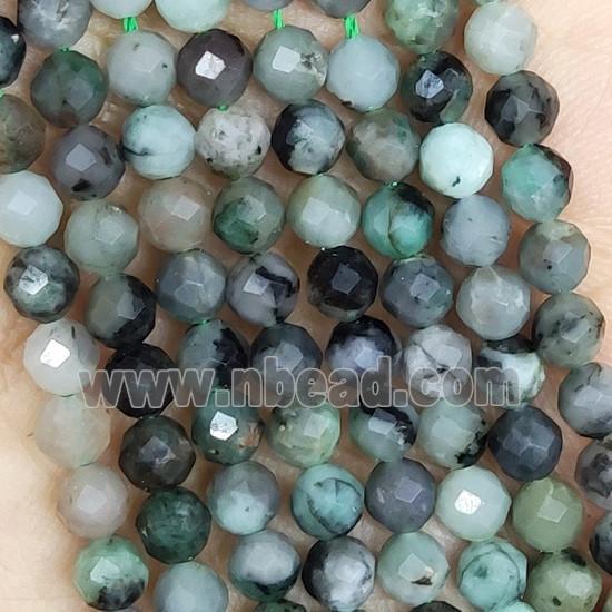 Natural Green Emerald Beads Seed Faceted Round