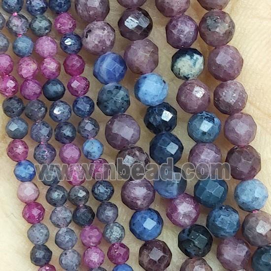 Mix Ruby Corundum Beads Tiny Faceted Round
