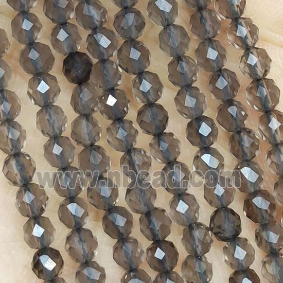 Smoky Quartz Seed Beads Faceted Round