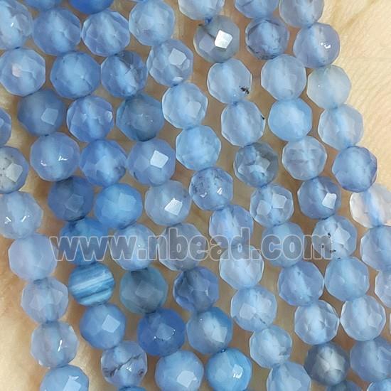 Blue Agate Beads Faceted Round