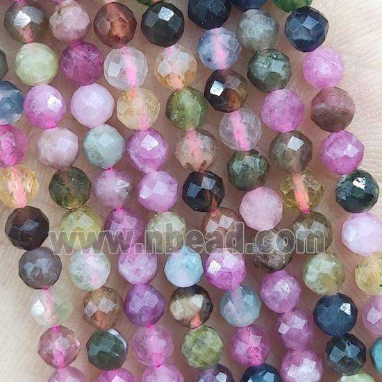Multicolor Tourmaline Beads Tiny Faceted Round