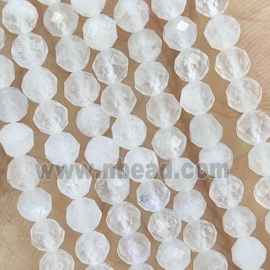 White Moonstone Beads Tiny Faceted Round