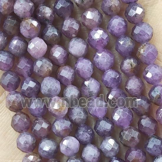Purple Ruby Beads Faceted Round
