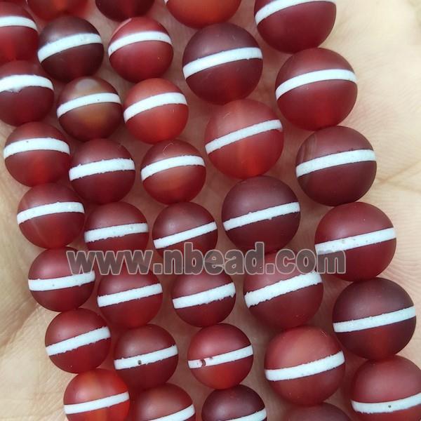 Red Tibetan Agate Beads Round Matte