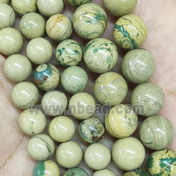 Natural Green Verdite Beads Smooth Round