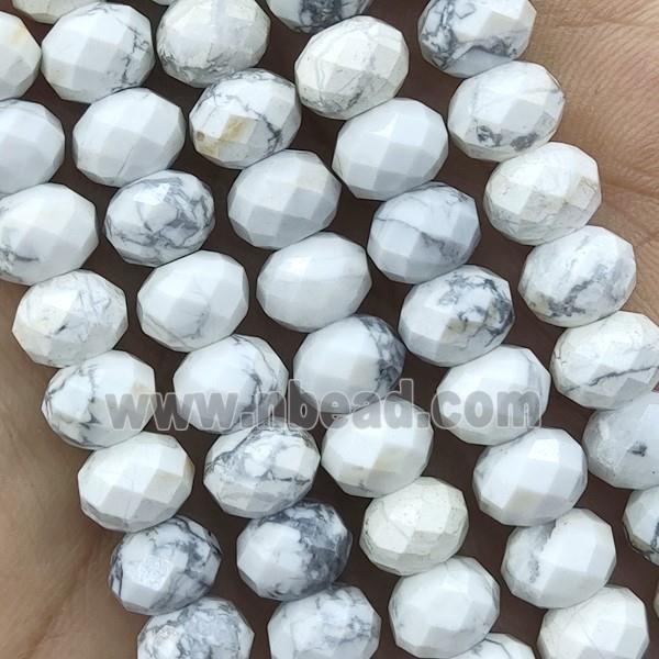 White Howlite Beads Faceted Rondelle