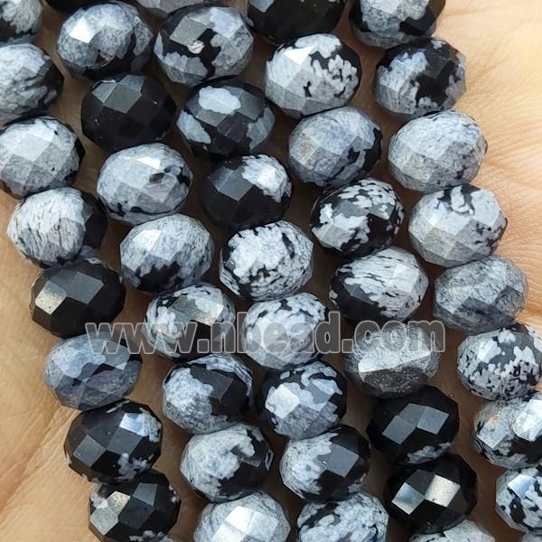 Black Snowflake Jasper Beads Faceted Rondelle
