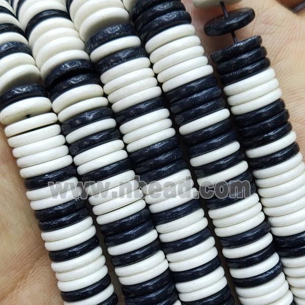 Oxidative Agate Heishi Spacer Beads White and Black