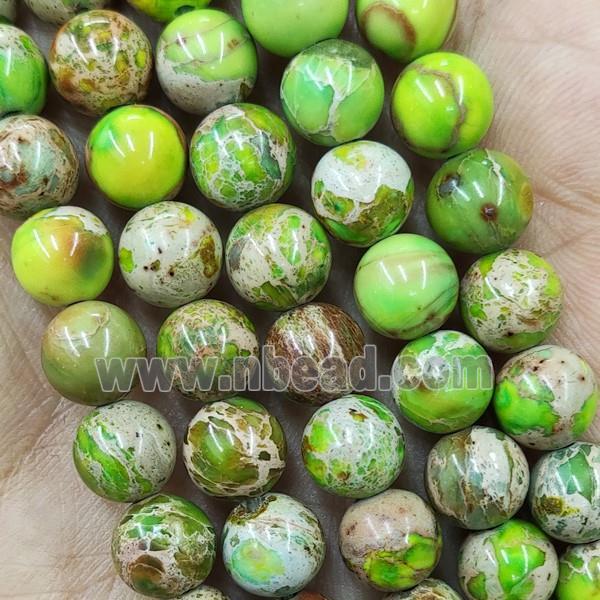 Round Olive Imperial Jasper Beads Dye